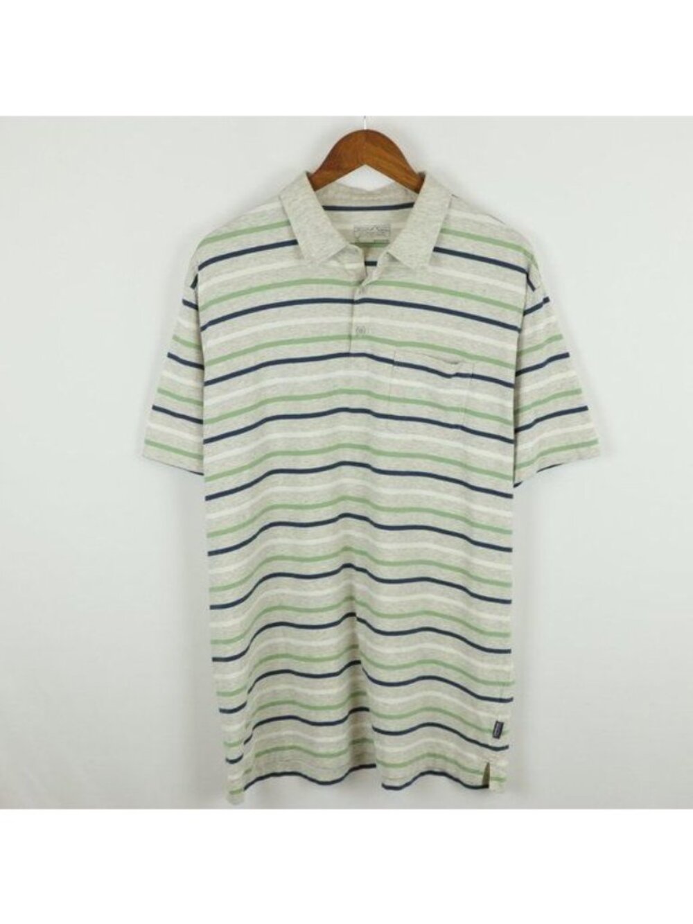 Patagonia Men's XL Gray Striped Organic Cotton Short Sleeve Jersey Casual Polo